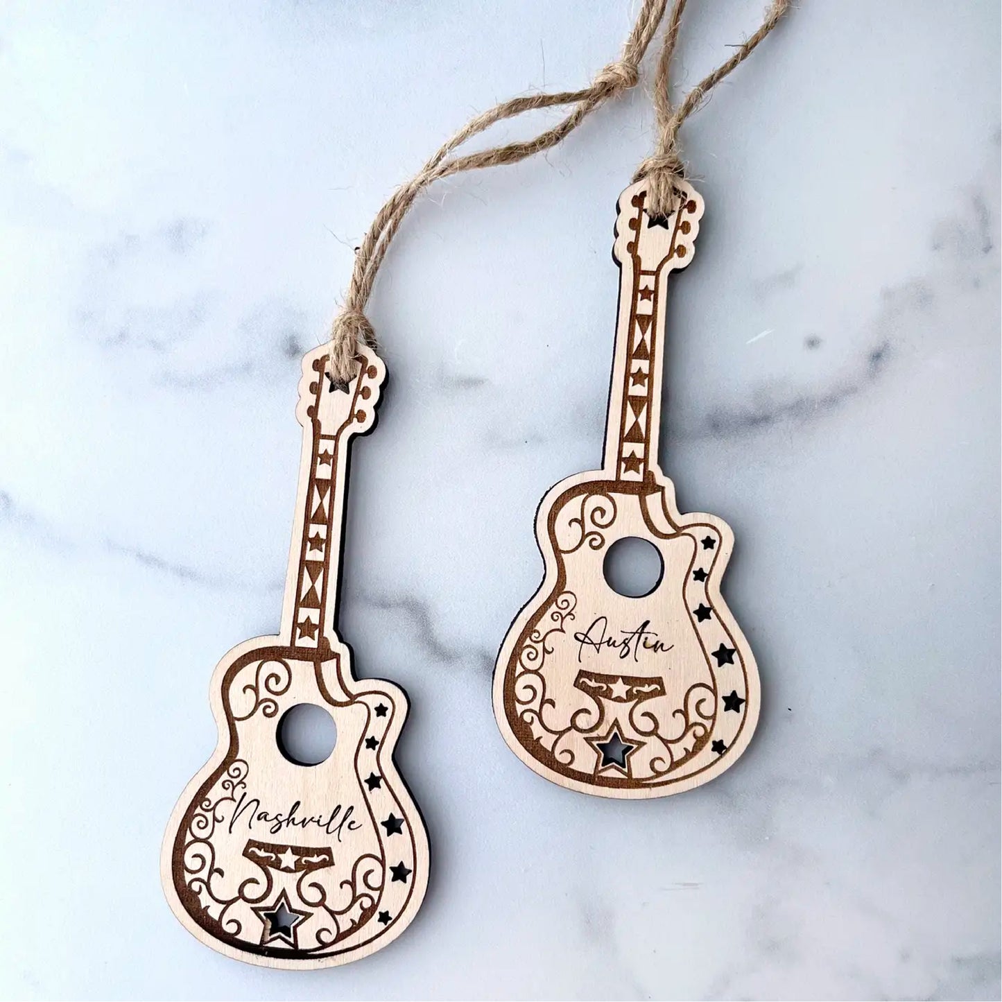 Personalized Engraved Acoustic Guitar Ornament or Gift Tag