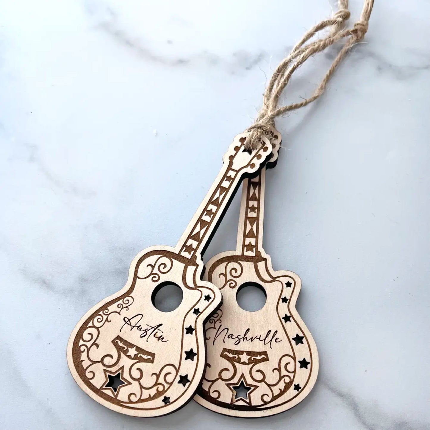 Personalized Engraved Acoustic Guitar Ornament or Gift Tag