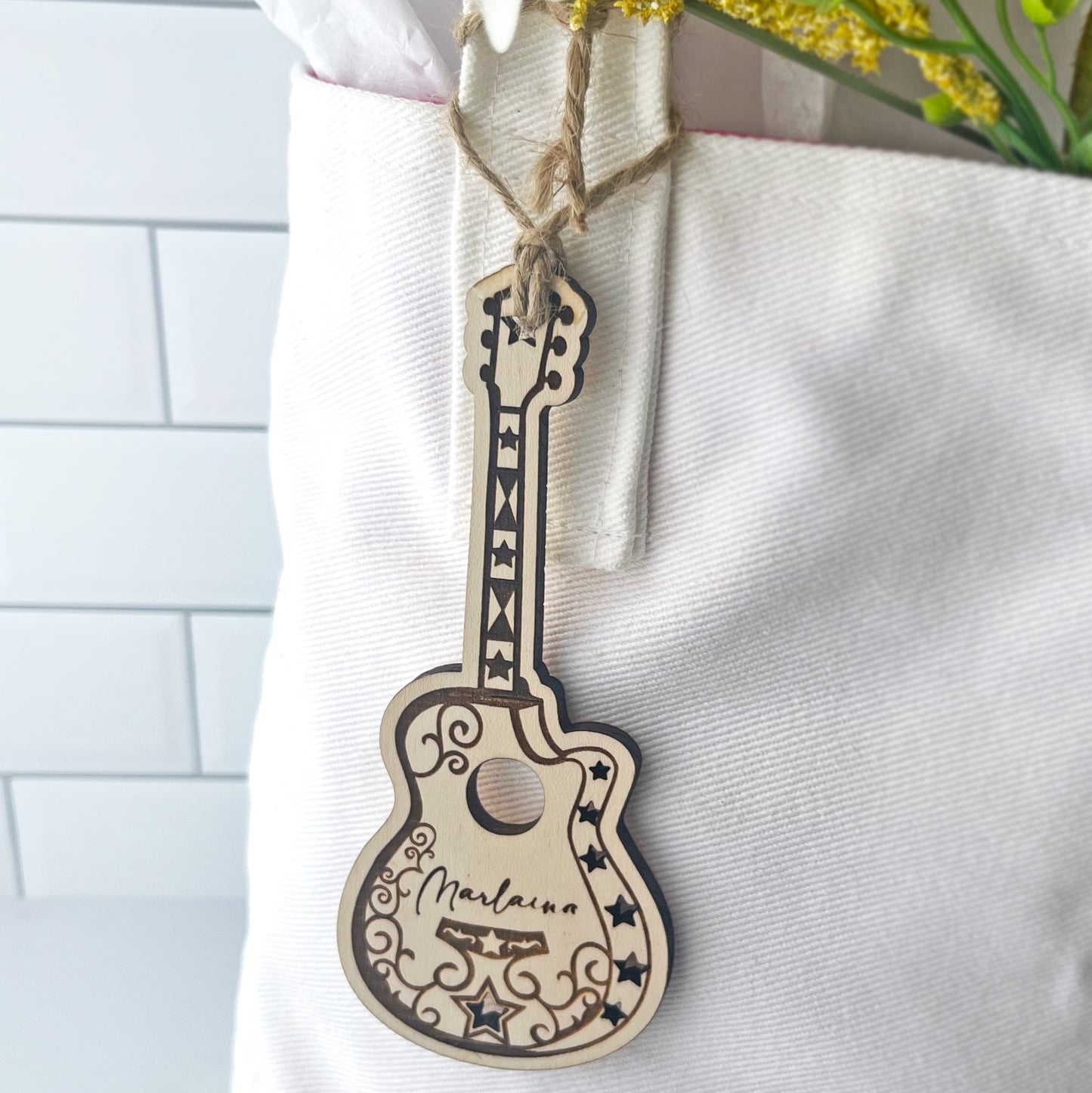 Personalized Engraved Acoustic Guitar Ornament or Gift Tag