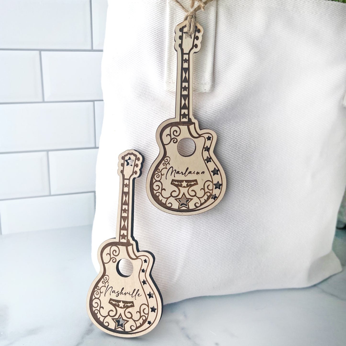 Personalized Engraved Acoustic Guitar Ornament or Gift Tag