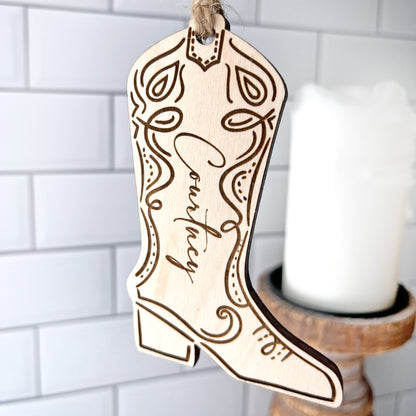 Personalized Engraved Cowboy Boot Ornament