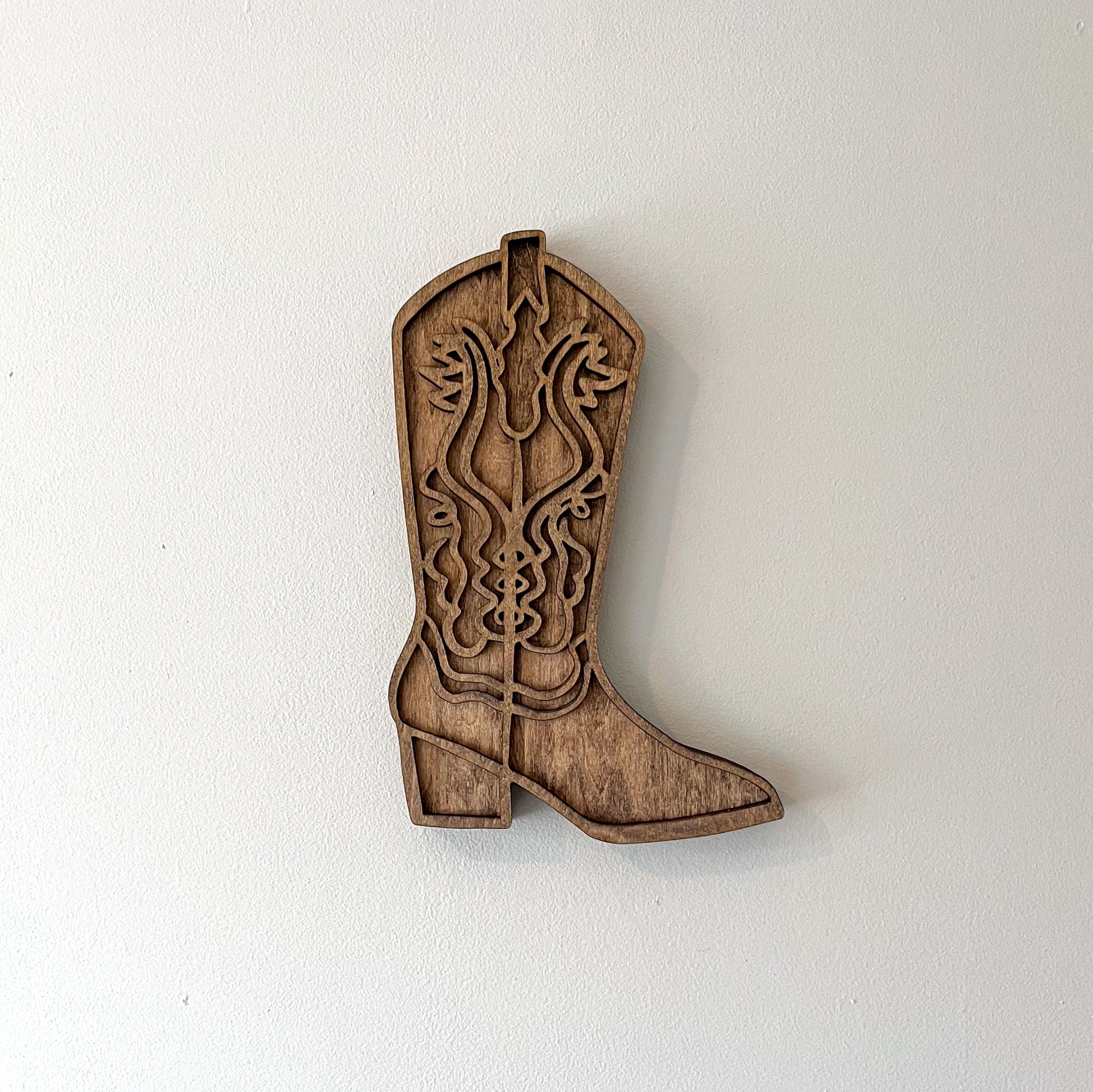 Medium Brown Stain Cowgirl Boot Wall Decor