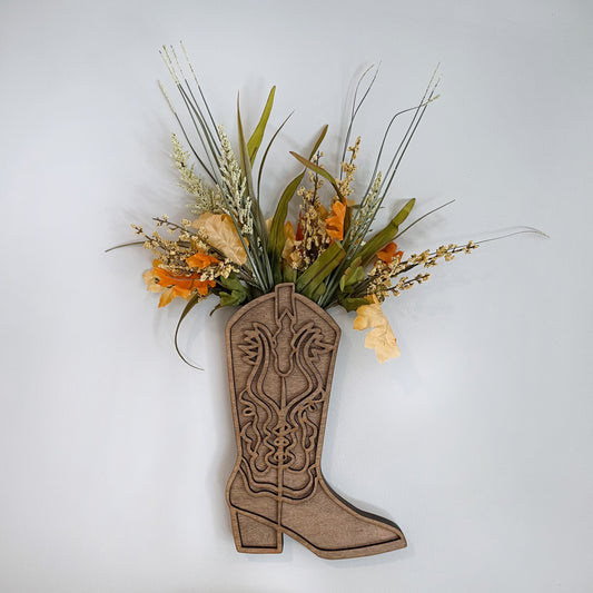 Medium Brown stain cowgirl boot wall decor