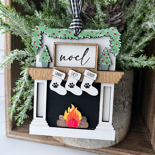 Fireplace With Personalized Christmas Stockings Up To 9 People or Pets