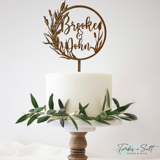 Personalized Seagrass and Reeds Cake Topper