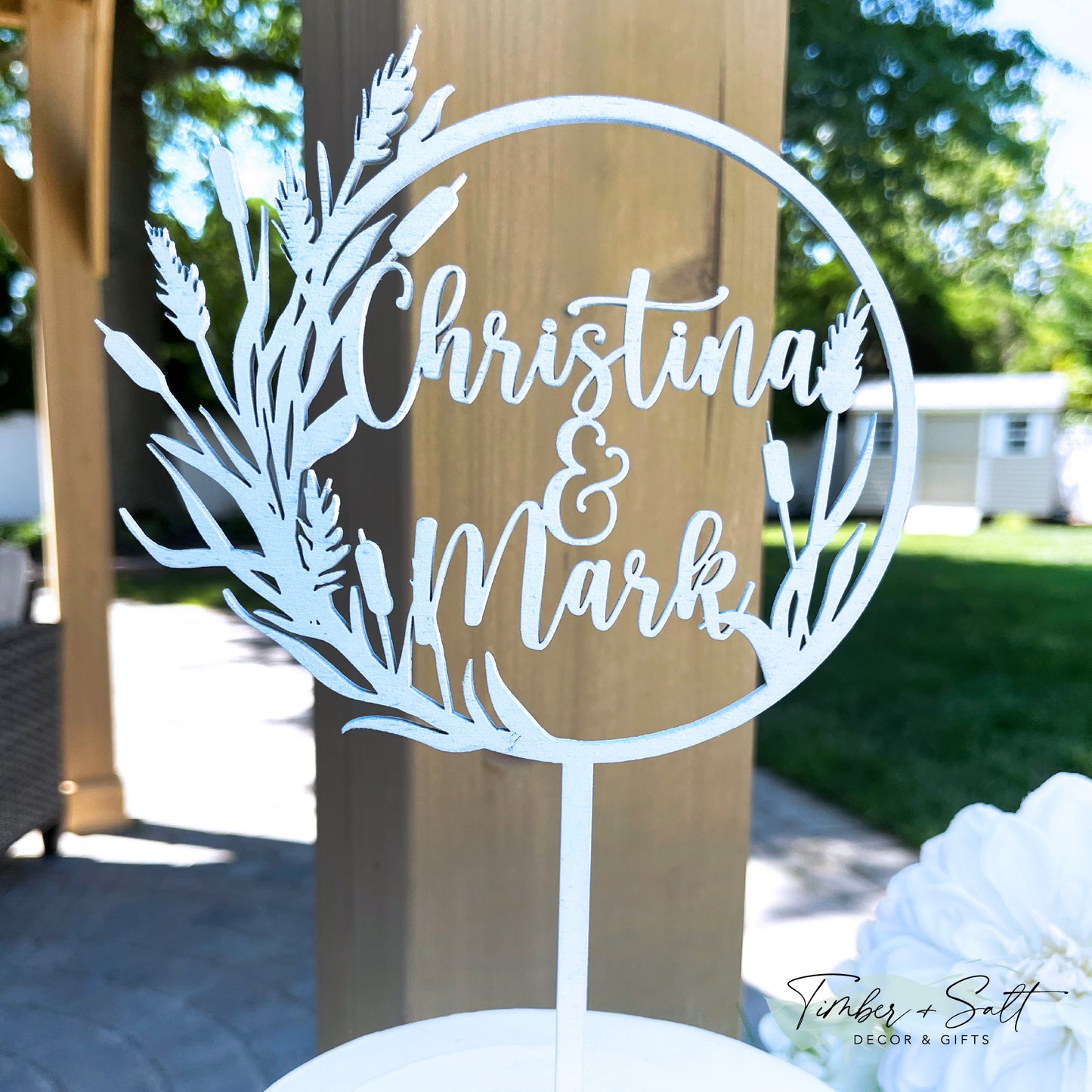 Personalized Seagrass and Reeds Cake Topper