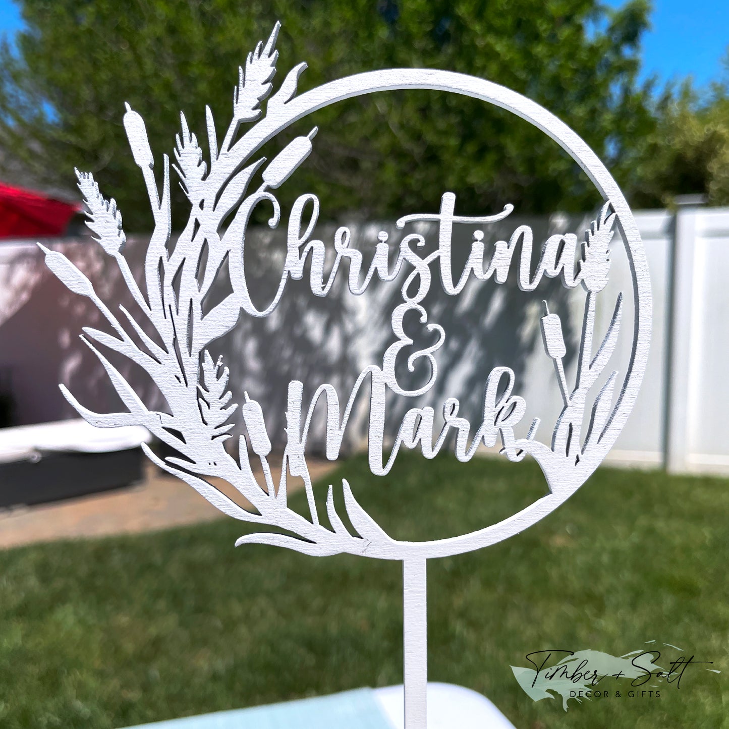 Personalized Seagrass and Reeds Cake Topper