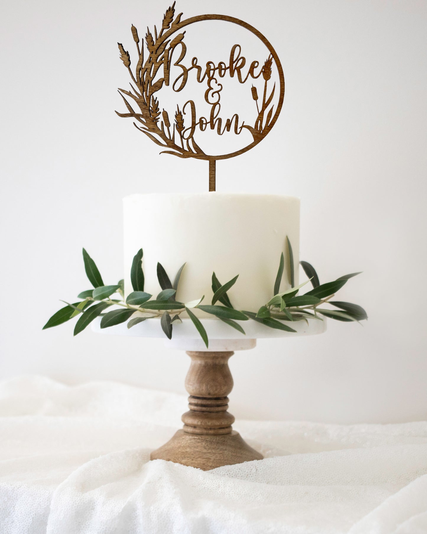 Personalized Seagrass and Reeds Cake Topper