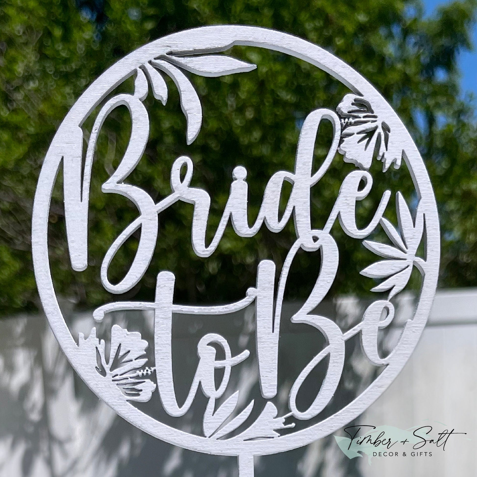 Tropical Flowers Bride To Be Bridal Shower Cake Topper Hibiscus In White or Stain ~ Island Beach Coastal Rustic Garden Wedding Shower